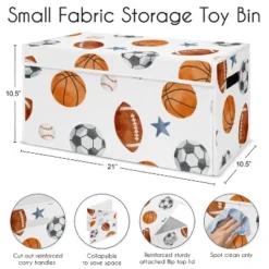 Sweet Jojo Designs Boy Fabric Storage Toy Bin Watercolor Sports Theme Blue Brown And Orange -Smart Baby Decor GUEST 0172ebc2 4256 457f a97e 1e5ed6893413