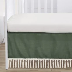 Sweet Jojo Designs Girl Baby Crib Bedding Set - Dark Green And Ivory Boho Fringe Collection 4pc -Smart Baby Decor GUEST 04b25a68 fb43 4e84 9e9d 4bc4246f3bcf