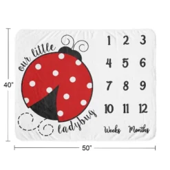 Sweet Jojo Designs Girl Baby Milestone Blanket Polka Dot Ladybug Red Black And White -Smart Baby Decor GUEST 05236fb6 5f66 43a4 90c1 aae05ce2af12