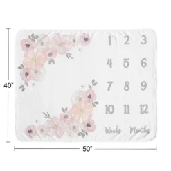 Sweet Jojo Designs Girl Baby Milestone Blanket Watercolor Floral Pink And Grey -Smart Baby Decor GUEST 06b17b35 7a83 45ee ba17 336e5398f471