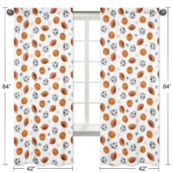 Sweet Jojo Designs Boy Window Curtain Panels Drapes 84in. Watercolor Sports Theme Blue Brown And Orange -Smart Baby Decor GUEST 0932f80f 233d 4826 8e78 073f9de6e045