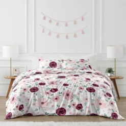 Watercolor Floral Bedding Set Burgundy Wine/Pink - Sweet Jojo Designs -Smart Baby Decor GUEST 0ca064c8 df61 4540 9bbe d2836aa583ac