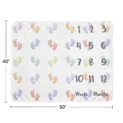 Sweet Jojo Designs Gender Neutral Unisex Baby Milestone Blanket Baby Footprints Multicolor -Smart Baby Decor GUEST 0f294eb7 60be 4022 9676 b19d7167caeb