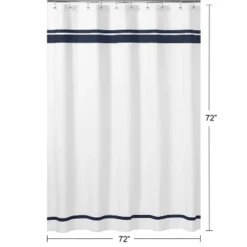 Sweet Jojo Designs Shower Curtain 72in.x72in. Hotel White And Navy Blue -Smart Baby Decor GUEST 10baef95 c9e2 4a0a 913f 6976231fdc9e