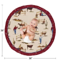 Sweet Jojo Designs Boy Baby Tummy Time Playmat Wild West Taupe Red And Blue -Smart Baby Decor GUEST 110394ab bea5 46e8 b887 09f42483ff24