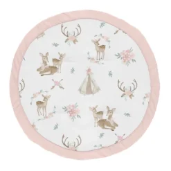 Sweet Jojo Designs Girl Baby Tummy Time Playmat Deer Floral Pink Taupe And Green -Smart Baby Decor GUEST 11af2b2f cb12 41eb 8dcc c07cc1eea8cd