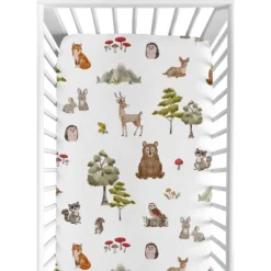 Sweet Jojo Designs Gender Neutral Unisex Baby Fitted Crib Sheet Watercolor Woodland Forest Animals Green Brown White -Smart Baby Decor GUEST 1229cd08 a55d 4b9e b3d7 a70ab3997f3a