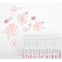Sweet Jojo Designs Large Wall Decal Stickers Art Nursery Décor Watercolor Floral Pink Grey And White 2pc -Smart Baby Decor GUEST 13e03c25 c179 4ecb 8bd9 954584a13c78