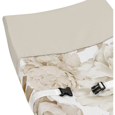 Sweet Jojo Designs Girl Changing Pad Cover Peony Floral Garden Taupe And Ivory 5 Sweet Jojo Designs Girl Changing Pad Cover Peony Floral Garden Taupe And Ivory - Image 3