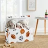 Sweet Jojo Designs Boy Fabric Storage Toy Bin Watercolor Sports Theme Blue Brown And Orange