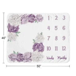 Sweet Jojo Designs Girl Baby Milestone Blanket Peony Floral Garden Purple And Ivory 8 Sweet Jojo Designs Girl Baby Milestone Blanket Peony Floral Garden Purple And Ivory -Smart Baby Decor GUEST 1782b93b aa62 45d0 af25 55204daa5d67