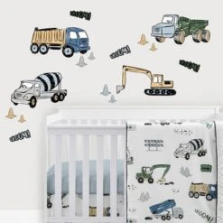 Sweet Jojo Designs Boy Wall Decal Stickers Art Nursery Décor Construction Truck Green Blue And Grey 4pc -Smart Baby Decor GUEST 1a4543b6 e364 495a 9cb1 6e2b2ed93a38