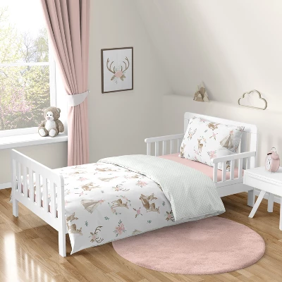Sweet Jojo Designs Girl Toddler Bedding Set Deer Floral White Taupe And Pink 5 Pc 8 Sweet Jojo Designs Girl Toddler Bedding Set Deer Floral White Taupe And Pink 5 Pc - Image 6