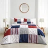 Sweet Jojo Designs Boy Full/Queen Comforter Bedding Set Baseball Patch Red White And Blue 3pc.
