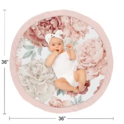 Sweet Jojo Designs Girl Baby Tummy Time Playmat Peony Floral Garden Pink And Ivory -Smart Baby Decor GUEST 2098df29 81b1 40bf 93cb 5ba844230e62