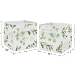 Sweet Jojo Designs Fabric Storage Bins Set Botanical Green And White -Smart Baby Decor GUEST 21a77a80 5a82 43b1 85e0 f3ed10a40986