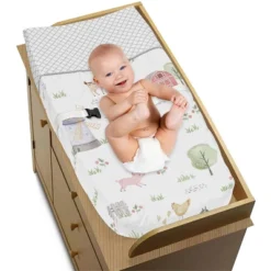 Sweet Jojo Designs Boy Or Girl Gender Neutral Unisex Changing Pad Cover Farm Animals