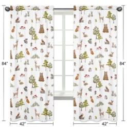 Sweet Jojo Designs Boy Girl Gender Neutral Unisex Window Curtain Panels Drapes 84in. Watercolor Woodland Forest Animals Orange Green And Brown -Smart Baby Decor GUEST 232158ee ae97 45e0 b776 f08ddfa14f14
