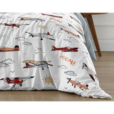 Sweet Jojo Designs Full/Queen Comforter Bedding Set Airplane Red Blue And White 3 Pc 7 Sweet Jojo Designs Full/Queen Comforter Bedding Set Airplane Red Blue And White 3 Pc - Image 5