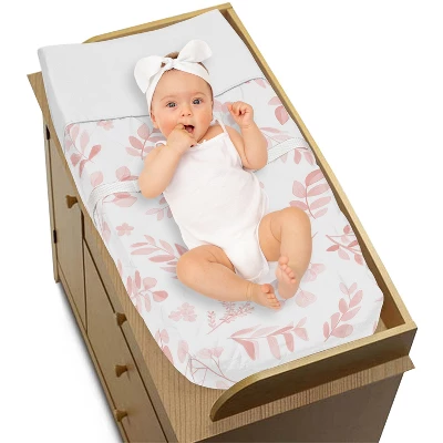 Sweet Jojo Designs Girl Changing Pad Cover Botanical Pink And White 3 Sweet Jojo Designs Girl Changing Pad Cover Botanical Pink And White