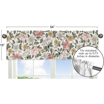 Sweet Jojo Designs Window Valance Treatment 54in. Vintage Floral Pink Yellow And Green 3 Sweet Jojo Designs Window Valance Treatment 54in. Vintage Floral Pink Yellow And Green