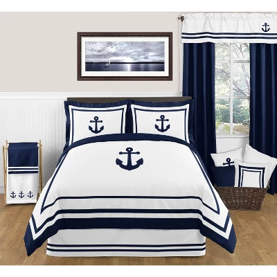 Sweet Jojo Designs Dust Ruffle Queen Bed Skirt Anchors Away White And Blue 4 Sweet Jojo Designs Dust Ruffle Queen Bed Skirt Anchors Away White And Blue - Image 2