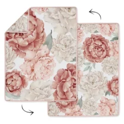 Sweet Jojo Designs Boy Or Girl Gender Neutral Unisex Baby Crib Bedding Set - Pink And Ivory Peony Floral Garden Collection 4pc