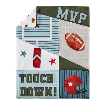 Sweet Jojo Designs Boy Toddler Bedding Set Football Green Brown And Red 5pc 4 Sweet Jojo Designs Boy Toddler Bedding Set Football Green Brown And Red 5pc - Image 2