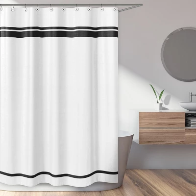 Sweet Jojo Designs Shower Curtain 72in.x72in. Hotel White And Black 3 Sweet Jojo Designs Shower Curtain 72in.x72in. Hotel White And Black
