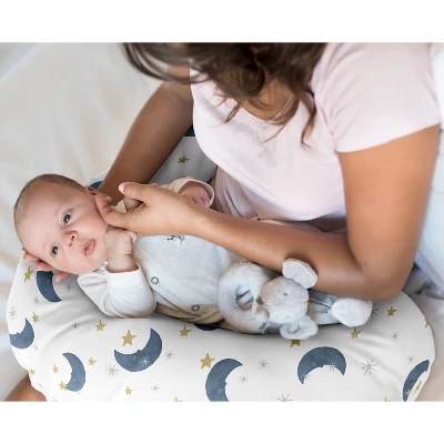 Sweet Jojo Designs Gender Neutral Support Nursing Pillow Cover (Pillow Not Included) Bear And Moon Blue Gold And White 3 Sweet Jojo Designs Gender Neutral Support Nursing Pillow Cover (Pillow Not Included) Bear And Moon Blue Gold And White