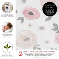 Sweet Jojo Designs Girl Toddler Weighted Blanket 5lbs. For Kids Watercolor Floral Pink And Grey -Smart Baby Decor GUEST 2dff762c 4ee0 4ef2 883b be08c700ec25