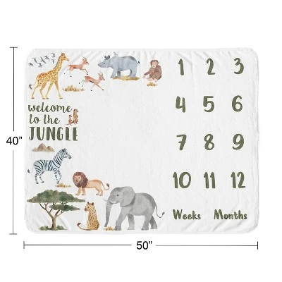 Sweet Jojo Designs Gender Neutral Baby Milestone Blanket Jungle Animals Multicolor 4 Sweet Jojo Designs Gender Neutral Baby Milestone Blanket Jungle Animals Multicolor - Image 2