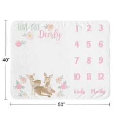 Sweet Jojo Designs Girl Milestone Swaddle Baby Blanket Deer Floral Pink Mint And White -Smart Baby Decor GUEST 32e36b54 c380 49ff 999e 5216a8a58719