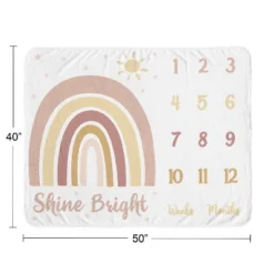 Sweet Jojo Designs Girl Milestone Swaddle Baby Blanket Boho Rainbow Pink Yellow And White -Smart Baby Decor GUEST 3706baaf ecfb 499e 94a9 b7521094e7e7