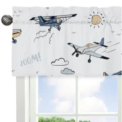 Sweet Jojo Designs Boy Window Valance Treatment 54in. Vintage Airplane Green Blue And Yellow -Smart Baby Decor GUEST 37266fb8 1442 4b59 a649 8124530e9a41