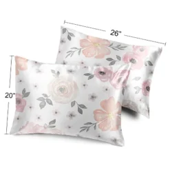 Sweet Jojo Designs Decorative Satin Pillowcases Watercolor Floral Pink And Grey 2pc -Smart Baby Decor GUEST 37579ec5 c1dc 43cf 92e2 871bdd115050