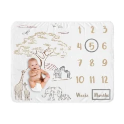 Sweet Jojo Designs Gender Neutral Baby Milestone Blanket Serengeti Animals Multicolor -Smart Baby Decor GUEST 3779aa3e 133d 46c9 84f4 60c5ae126082