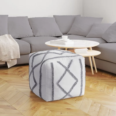 Sweet Jojo Designs Fabric Ottoman Pouf Cover Unstuffed Boho Fringe White And Grey - Insert Not Included 5 Sweet Jojo Designs Fabric Ottoman Pouf Cover Unstuffed Boho Fringe White And Grey - Insert Not Included - Image 3