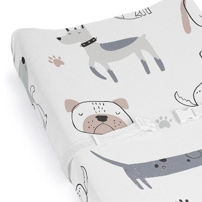 Sweet Jojo Designs Boy, Girl, Unisex/Gender Neutral Changing Pad Sheet Cartoon Puppy Grey Taupe And Blue 5 Sweet Jojo Designs Boy, Girl, Unisex/Gender Neutral Changing Pad Sheet Cartoon Puppy Grey Taupe And Blue - Image 3