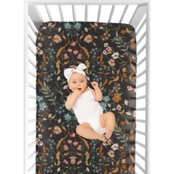 Sweet Jojo Designs Girl Baby Fitted Crib Sheet Boho Floral Wildflower Black Orange And Blue -Smart Baby Decor GUEST 3bd69ef5 c4e7 4fc1 bd8c d1a2eaf6058b