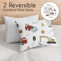 Sweet Jojo Designs Full/Queen Comforter Bedding Set Construction Truck Red Blue And Grey 3pc -Smart Baby Decor GUEST 3d549a55 e470 48fd 84e4 33ec41a228b6