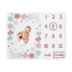 Sweet Jojo Designs Girl Baby Milestone Blanket Pop Floral Pink, Grey And Blue -Smart Baby Decor GUEST 44479bf3 d381 4b1c afd6 e515df5cb6c9