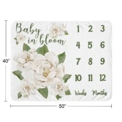Sweet Jojo Designs Girl Baby Milestone Blanket Watercolor Magnolia Green And Ivory -Smart Baby Decor GUEST 472ab181 497f 462c 8e9c e2885f13998e