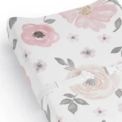 Sweet Jojo Designs Girl Changing Pad Sheet Watercolor Floral Pink And Grey -Smart Baby Decor GUEST 473b7d3f 964f 4f72 8fbe 1f88c467f669