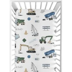 Sweet Jojo Designs Boy Baby Fitted Crib Sheet Construction Truck Green And Blue Collection -Smart Baby Decor GUEST 47824ac1 d071 4249 8777 dab6efed993e