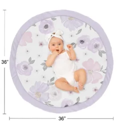 Sweet Jojo Designs Girl Baby Tummy Time Playmat Watercolor Floral Purple Pink And Grey -Smart Baby Decor GUEST 47bf60d2 1206 4a8e af84 bbd8e282aecc