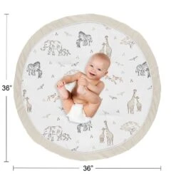 Sweet Jojo Designs Boy Or Girl Gender Neutral Unisex Baby Tummy Time Playmat Serengeti Animals Taupe Grey And White -Smart Baby Decor GUEST 4a963b1b 9d50 4df9 a036 20cb245597c4
