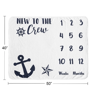 Sweet Jojo Designs Gender Neutral Baby Milestone Blanket Sailor Blue And White 4 Sweet Jojo Designs Gender Neutral Baby Milestone Blanket Sailor Blue And White - Image 2