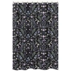 Sweet Jojo Designs Girl Shower Curtain 72in.x72in. Boho Floral Wildflower Black And Purple -Smart Baby Decor GUEST 4ccd8b24 3498 42a5 a5b0 2d807c8f6bc8