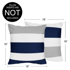 Sweet Jojo Designs Boy, Girl, Unisex/Gender Neutral Decorative Throw Pillow Covers 18in. (Pillow Inserts Not Included) Stripe Blue Grey And White 2pc -Smart Baby Decor GUEST 4cf98ea4 de00 44d5 86b0 88a611c25f36